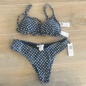 WeWoreWhat Blue with White Stars Bathing Suit